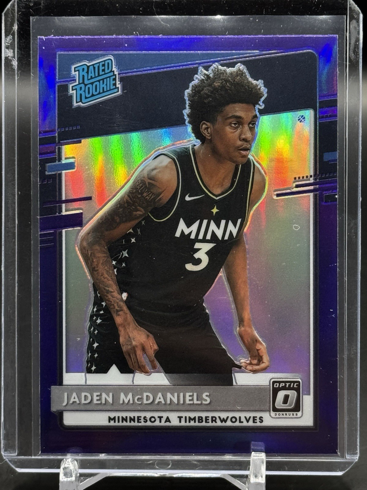 2020-21 Panini Donruss Optic - Rated Rookie Jaden McDaniels #178 Purple Prizm...
