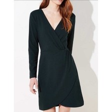 LOFT Women Green Faux Wrap Dress Long Sleeve Holiday Office Knit 6 NWT 483747