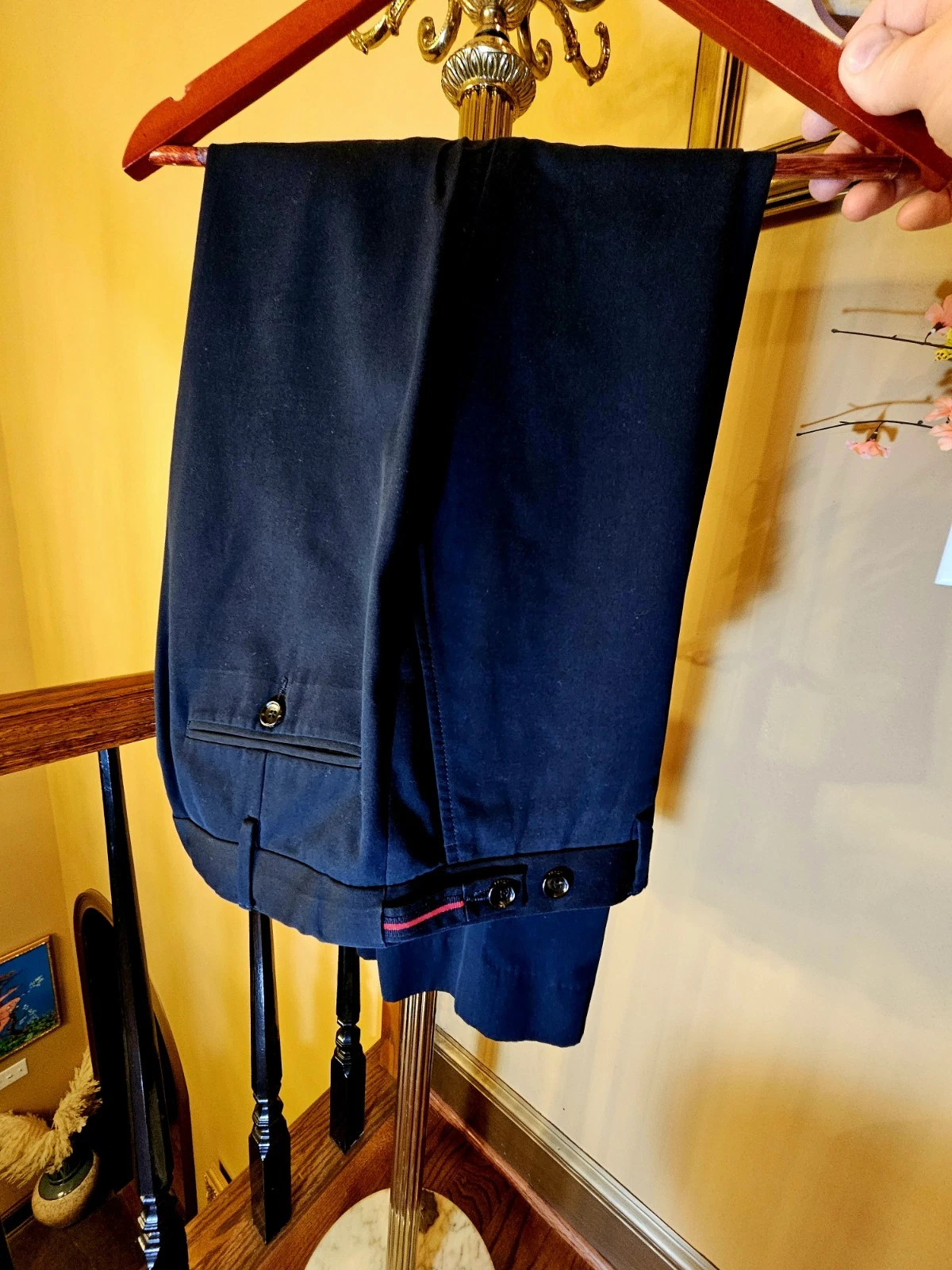 Pantalon Gucci bleu foncé/marine en sergé de coton avec toile fait main Italie EU 52 1