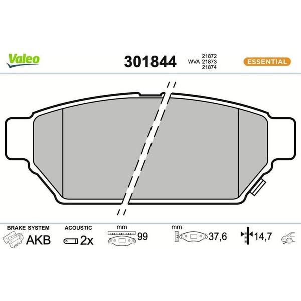 Valeo 301844 Bremsbelagsatz FüR Mitsubishi Carisma Colt Lancer DA C6A C7A CBA-image