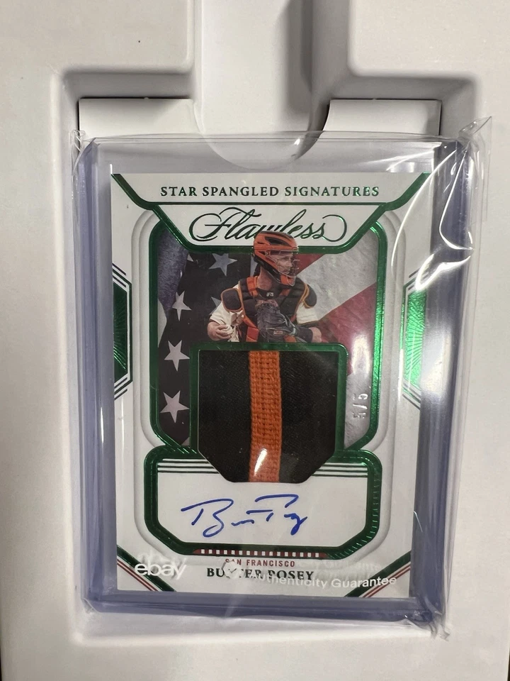 Parche en tarjeta autógrafo automático Panini Flawless Buster Posey #SS-BP 2023/5 Gigantes Foto 2 de 4
