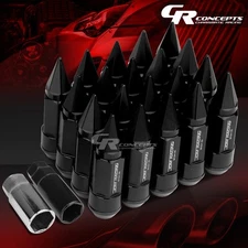 JDM BLACK 20PCS M12X1.5 23MM OD 83MM TALL ALUMINUM LUG NUTS WITH CAPS+2 ADAPTERS