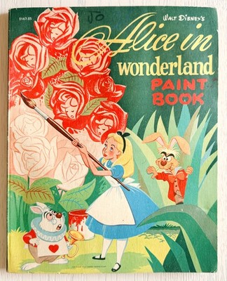 Alice in Wonderland 1951 Disney PAINT BOOK 124 pages VINTAGE Whitman Coloring