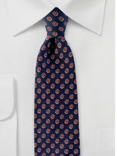 Brooks Brothers Makers Vintage Cotton Tie Navy Blue Red Mini Medallion Necktie