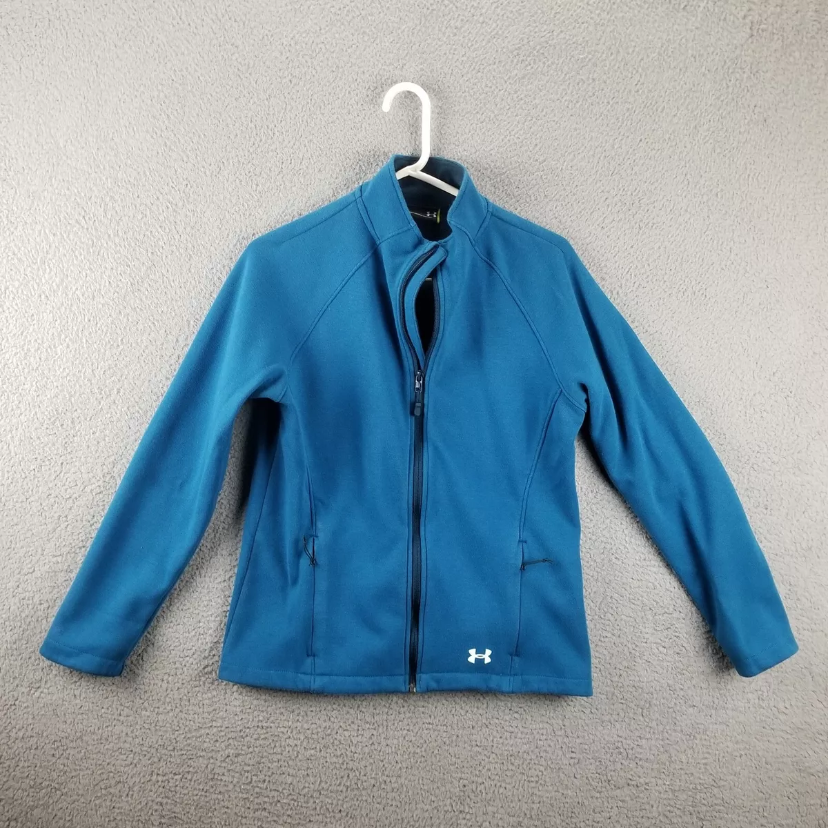 Under Armour Jacket Women Medium Semi Fitted Full Zip Blue Fleece