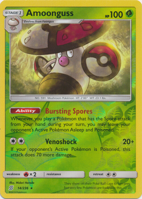 LP Pokemon Amoonguss - 14/236 - Rare - Reverse Holo Lightly Played Unified Minds