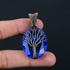 Tree Of Life Tanzanite Gemstone Handmade Copper Wire Wrap Pendant Jewelry