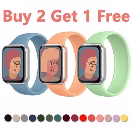 For Apple Watch iWatch Series 7 6 5 4 3 SE Solo Loop Silicone Strap 38-44mm Band