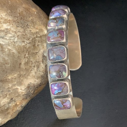 Damen lila Stein Sterlingsilber Navajo Reihe Armreif Armband 14211 - Bild 3 von 12