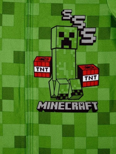 Minecraft Little/Big Boys Green Creepers Blanket Sleeper Pajama Size 4/5 8 $44 - Picture 3 of 3