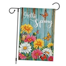 Hello Spring Garden Flag Spring Summer Daisy Garden Flags 12 x 18 Inch Burlap