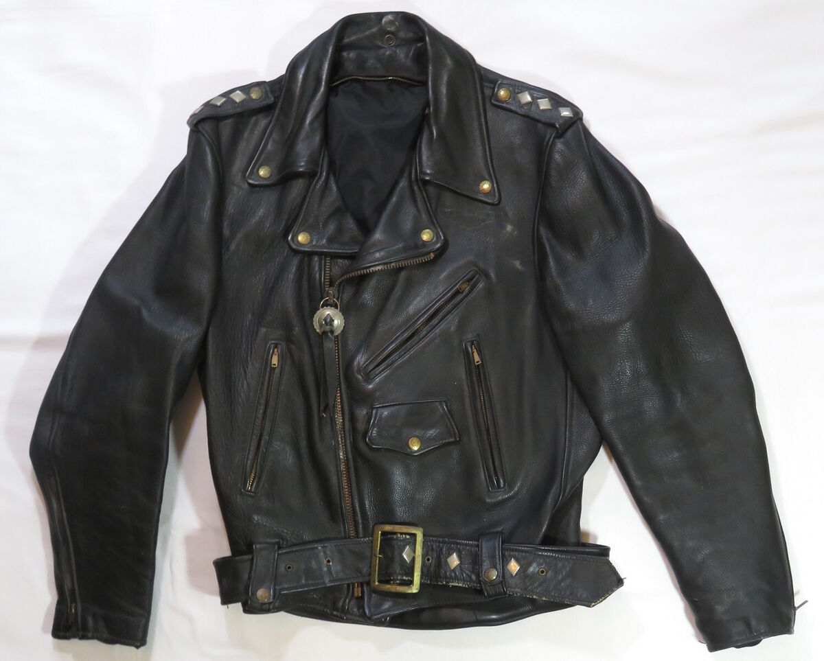 Branded Vintage Leather Jacket 1960's Motorcycle Biker Heavy Branded Vintage Leather Jacket 1960's Motorcycle Biker Heavy