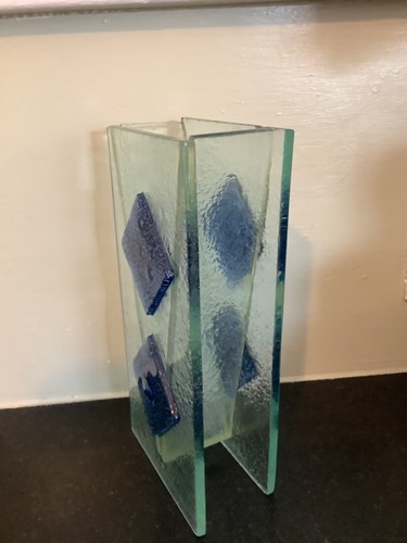 Art Glass Block Vase - Picture 2 of 3