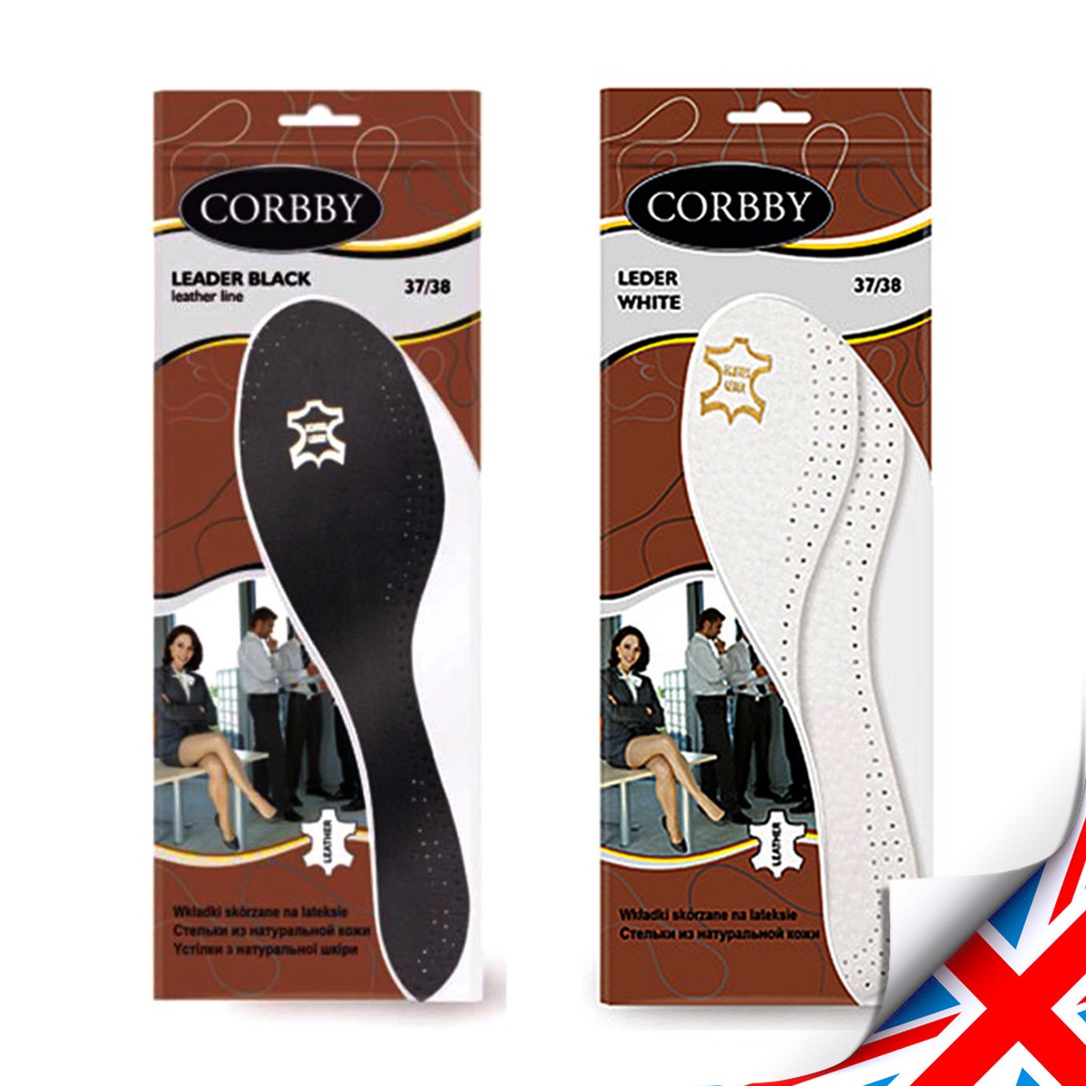 LEATHER INSOLES Shoe Inserts for Ladies and Men in BLACK and WHITE