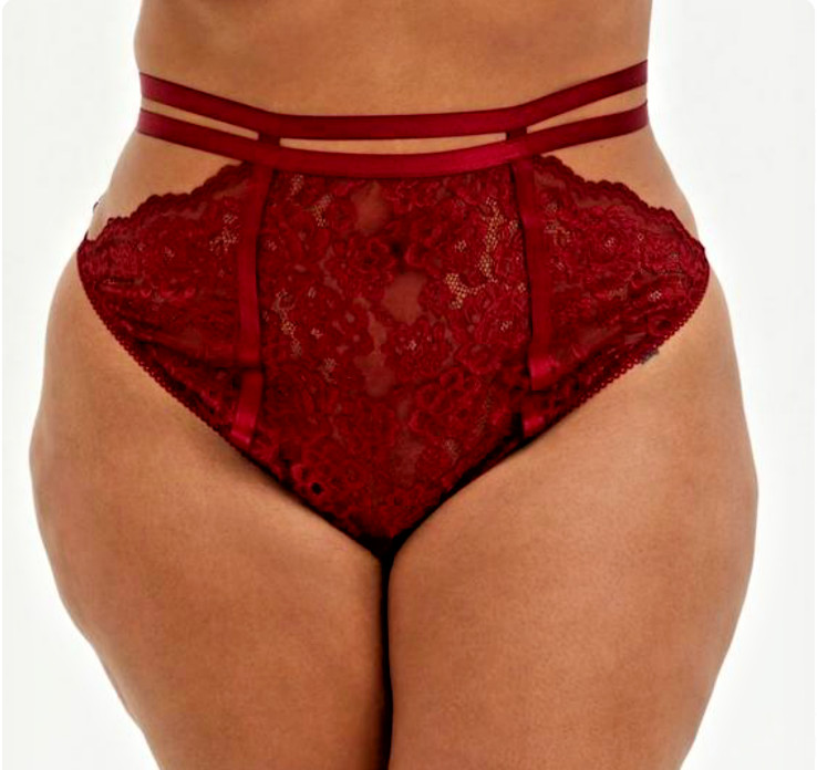 Torrid Red Lace Straps and Cutouts Thong, NWT, Size 2
