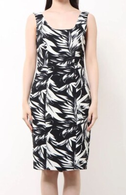 INA White Black Floral Print Sheath Dress NWT Size M