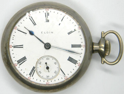 Antique Elgin Sunken Sub Dial Vintage Roman Numerals Old Pocket Watch parts lot