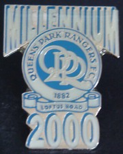 QUEENS PARK RANGERS FC 2000 MILLENNIUM Badge Stud fitting In chrome 30mm x 38mm