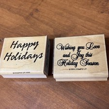 Two Wooden Rubber Christmas Holiday Season Stamps Stampin Up 1994 1996