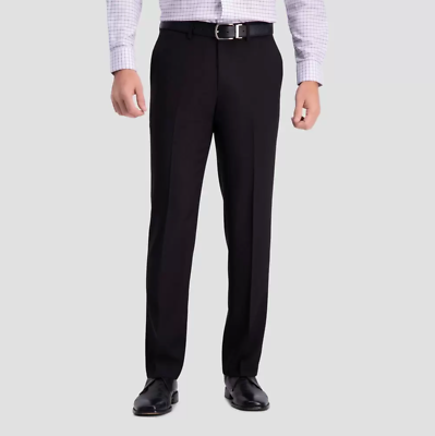 HAGGAR Mens Premium Comfort Straight Fit Flat Front Dress Pant - Black,  30x30 | eBay