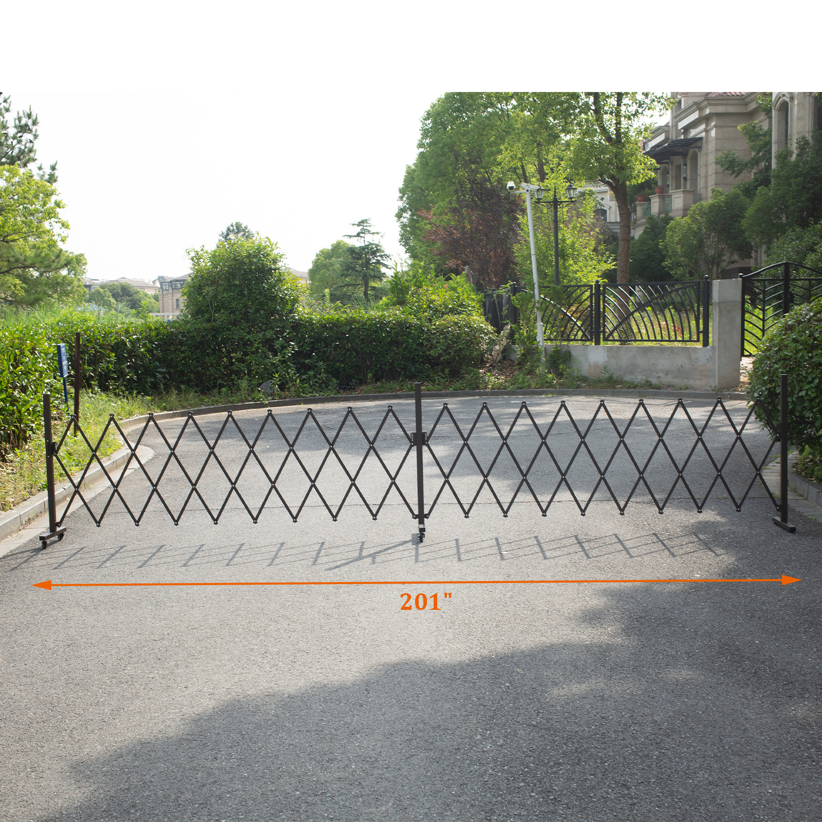 TECSPACE 126/201×15.2×40.6 inches Aluminum Portable Barricade Gate with Casters