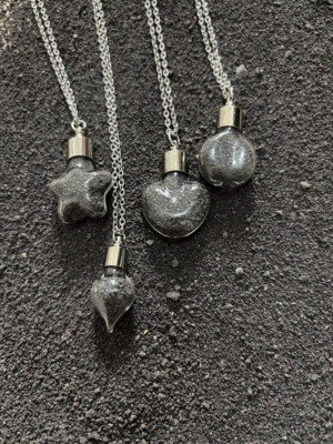 Etna  - Vulcanic Lava in a Bottle Necklace made of Glass - Unique - Hand Made