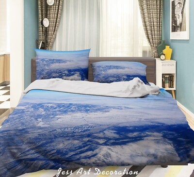 3D Schnee Berg Landschaft Blau Quilt Cover Set Bettwäsche Sets Kissenbezüge 64