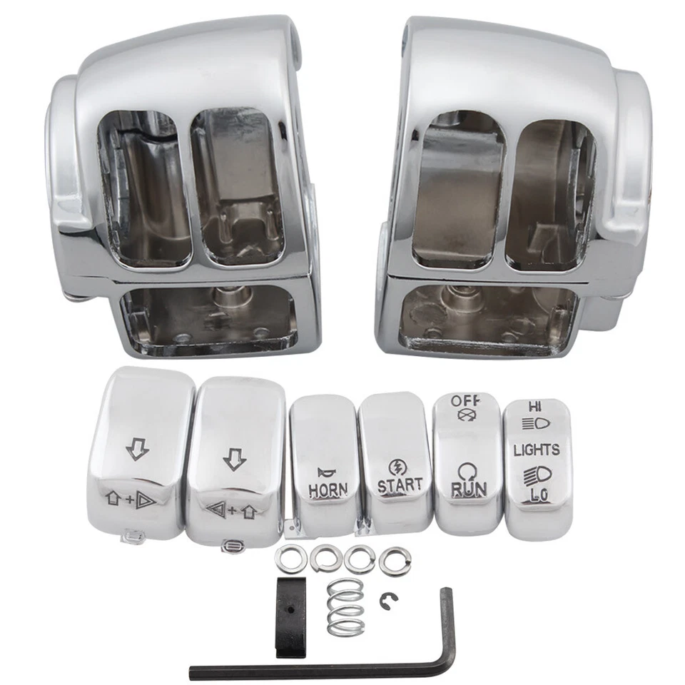 6pcs Button Caps Chrome Hand Controls Switch Housing Covers For Harley Touring - Image 4 of 4