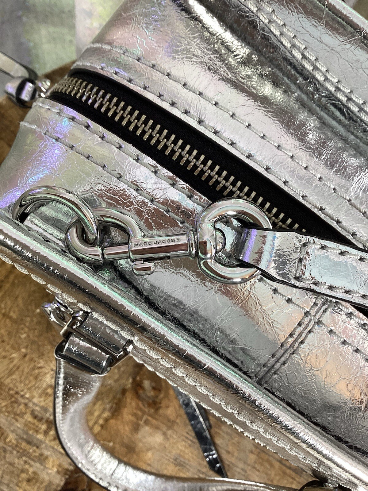 MARC JACOBS Cruiser Leather Crossbody Satchel Metallic Silver AUTHENTIC NWT image 7