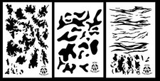 3Pack Airbrush Camouflage Paint Stencils 14" TACS, Multicam, Tiger Stripe 