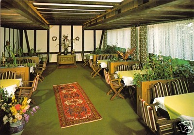 Postcard, Lennestadt 11 - Grevenbrück, Kurhaus ''An den Eichen'', Dining Room, around 1984