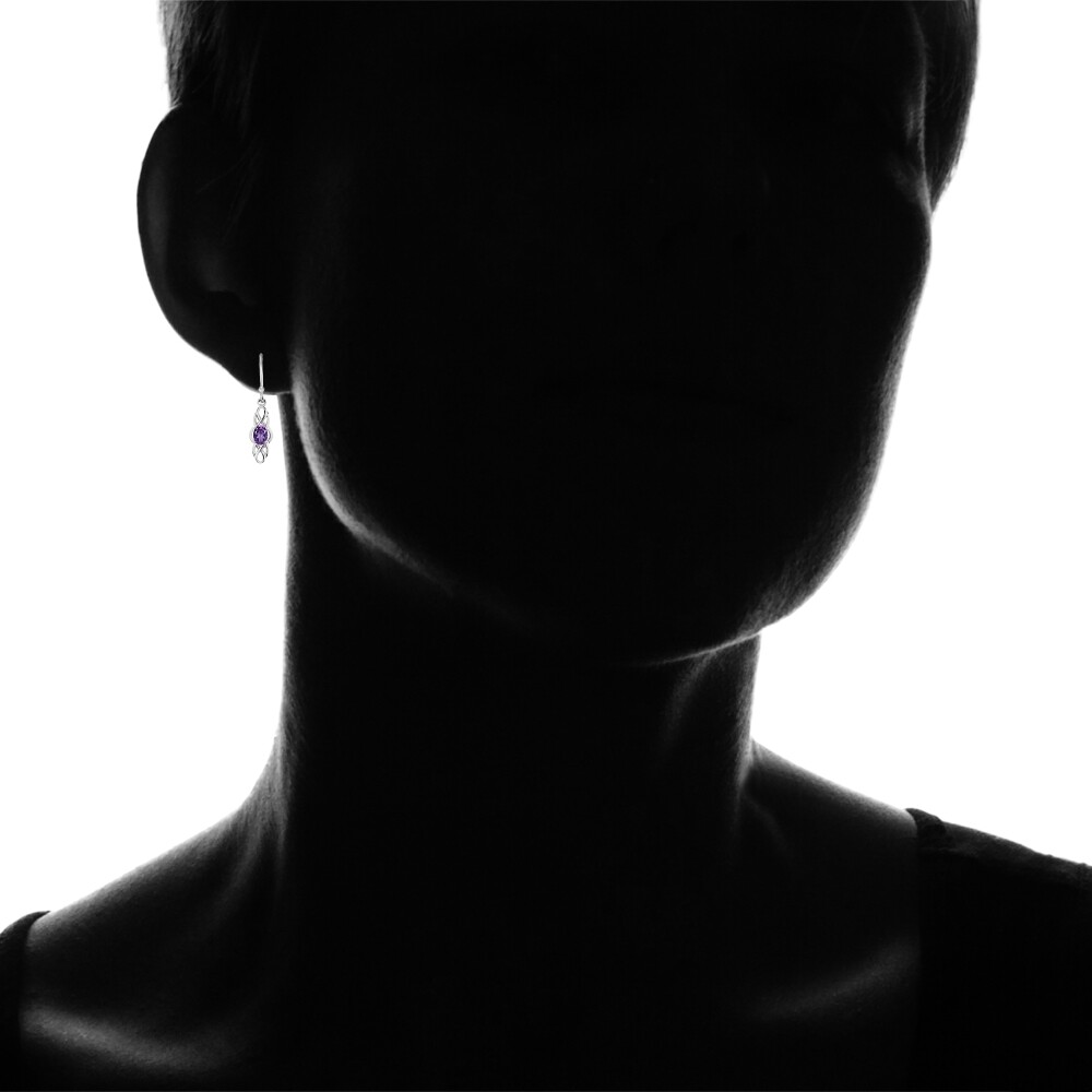 Boucles D'oreilles Pendantes En Argent 925 Avec Améthyste Ovale Africaine - Style Celtique Noeud Goutte