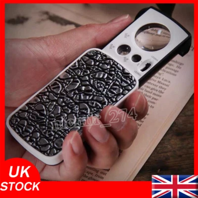 NO BRAND 30/60/90X Jewelry Magnifier Jewellers Eye Magnifying Glass LED Light Lens Loupe