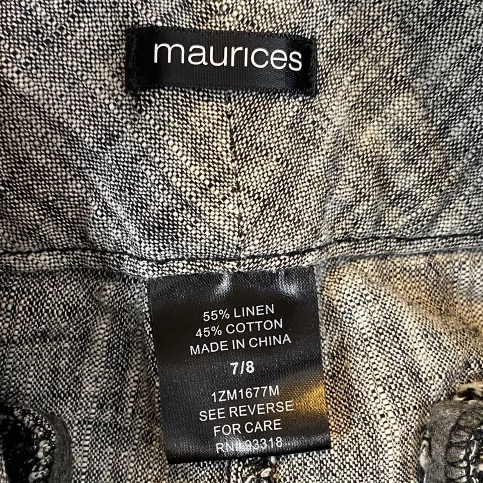 Pantalones para mujer Maurices mezcla de lino algodón 7/8 gris mezcla de lino pierna ancha negocios Foto 3 de 4