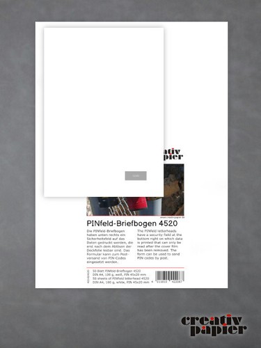 PINFELD-BRIEFBOGEN DIN A4, 50 BLATT, 100 G/M², WEIß, PIN-FELD 45 X 20 MM