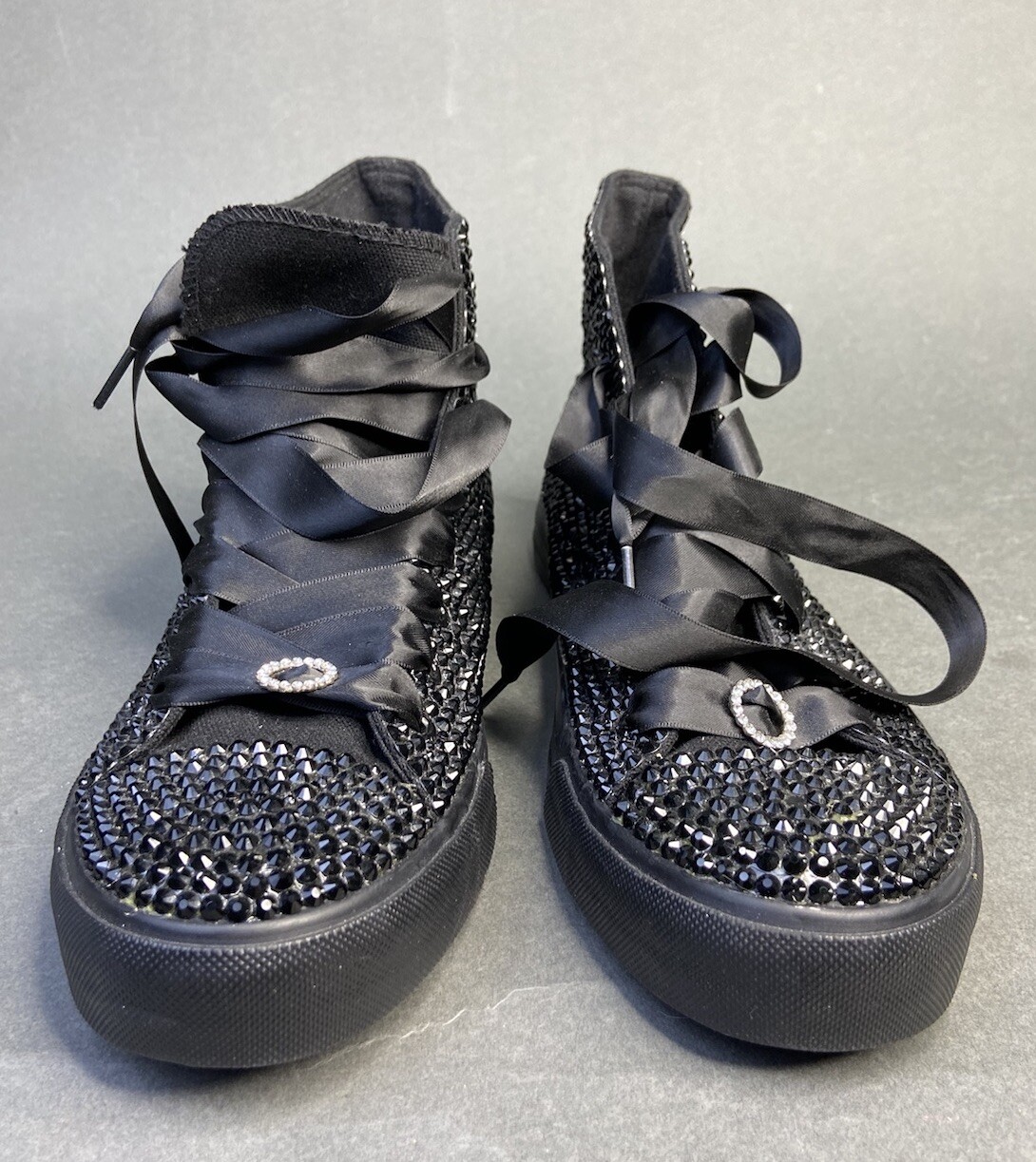 ZGR High Top Stoned Bedazzle Black Sneakers Shoes Women's Size 9.5