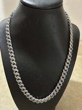 GLD Diamond Prong Link Necklace I White Gold Plated