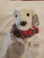Polar Bear Coca Cola Stuffed Plush 6" Bean Bag Argyle Shirt 1997 with Tag