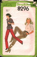 8296 Vintage Simplicity SEWING Pattern Misses Pants 1970s 12 Casual OOP Sew 