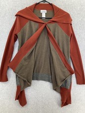Soft Surroundings Cardigan Asymmetrical High Low Red Brown Gray Wool