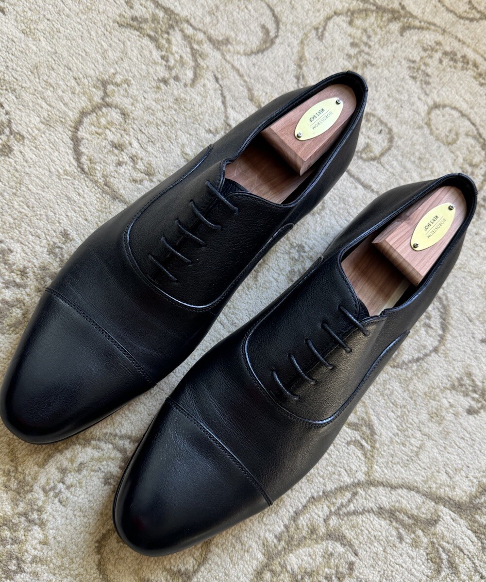 Santoni “Darian” Black Cap Toe Oxford Mens Shoes Sz 10 MSRP  display picture 1