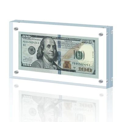 LONCHDAN Acrylic Currency Holder Self Standing Dollar Bill Frame for Collectors Ticket