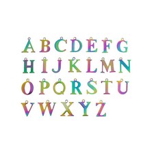 26 Alphabet Letter Electroplated Stainless Steel Charms - 1 Set - ALPHA4100