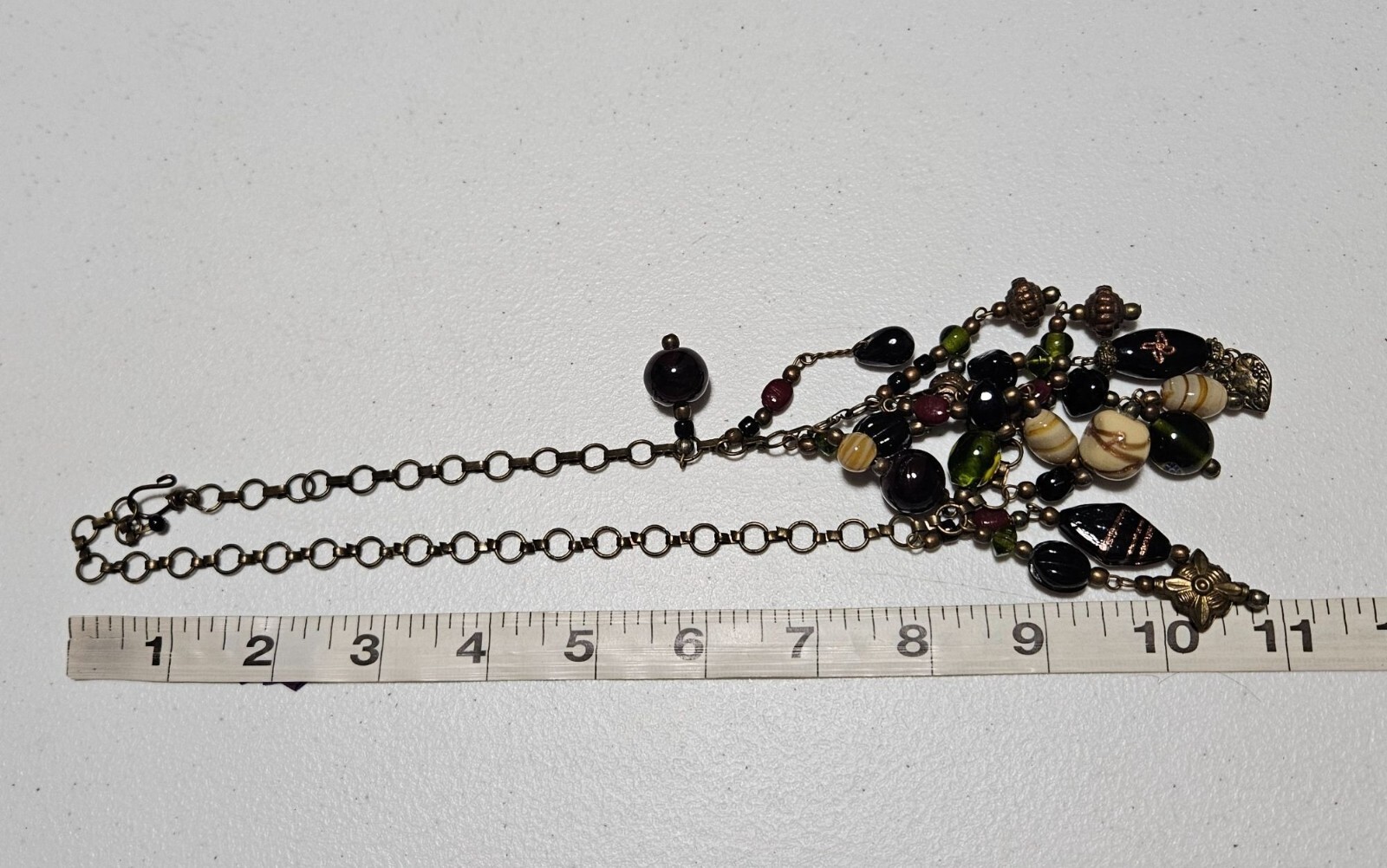 Boho Mixed Media Beaded Charm Necklace Statement Dangle Fashion Jewelry Women