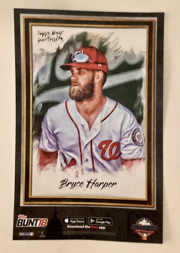 2018 Bryce Harper 17 X 11 Topps Bunt Poster Portrait MLB ASG Washington DC