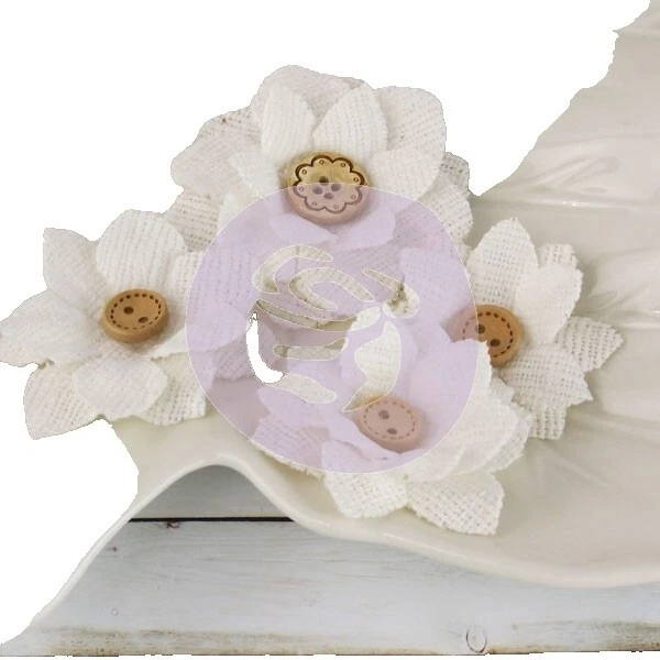 Burlap White Flower Scrapbooking Embellishments