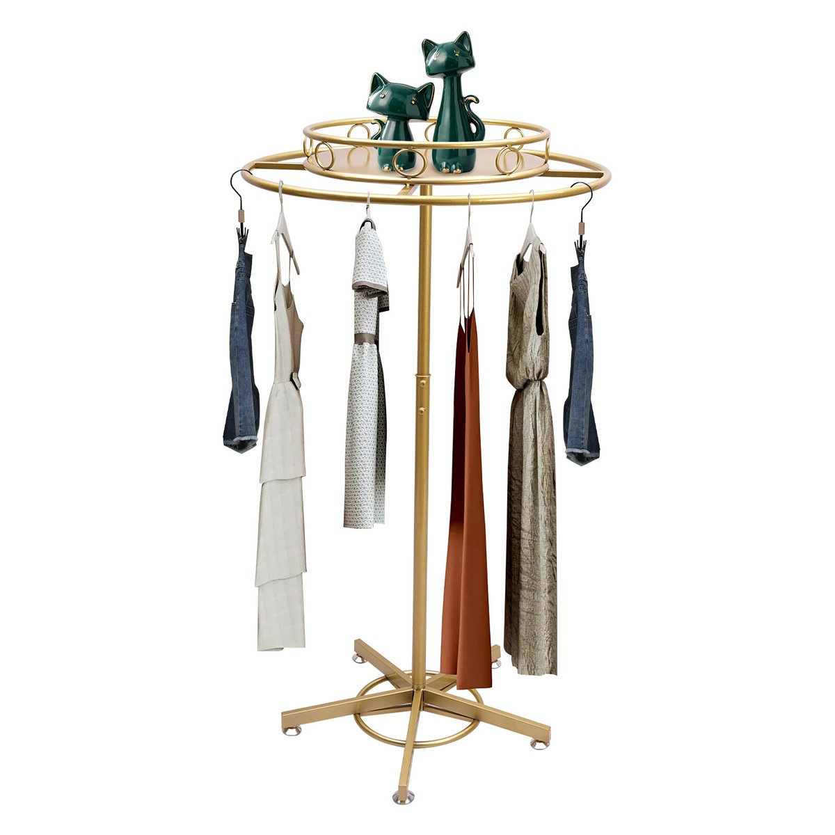 Gold Rotating Clothing Rack 360° Floor Spinner Garment Display
