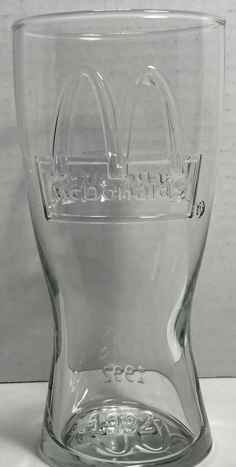 McDonalds Drinking Glass Clear Raised Arches Vintage 1992