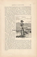 IRRIGATING   AGRICULTURE  1887 ILLUSTRATION PRINT