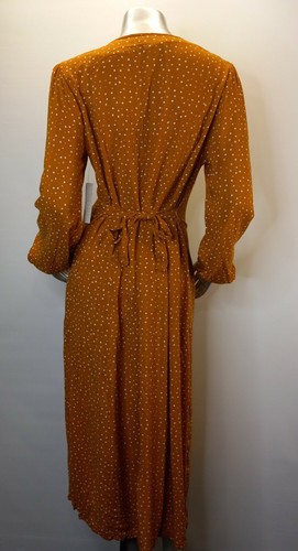 Nordstrom Abound Size Medium Dress Yellow Treasure Dot Button Front Long Sleeve - Picture 2 of 8